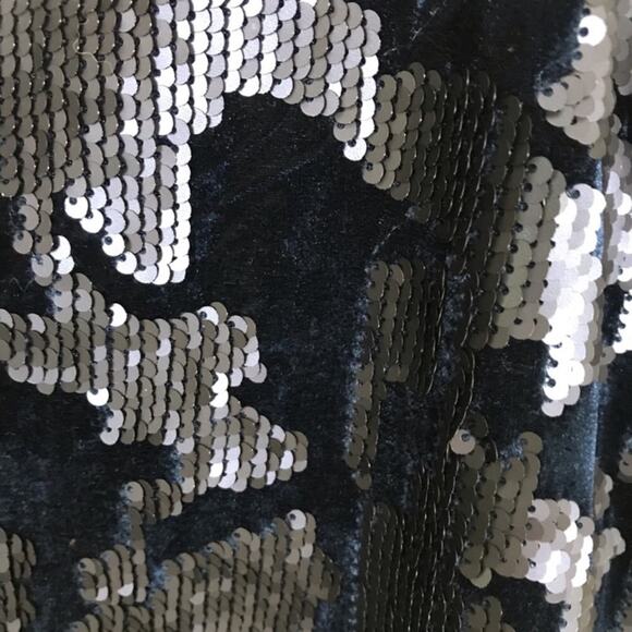 NWT Ro & De Navy Sequin Velvet Top Size M - Picture 4 of 11